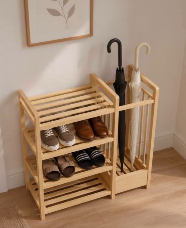 Simple woodern open shoe rack